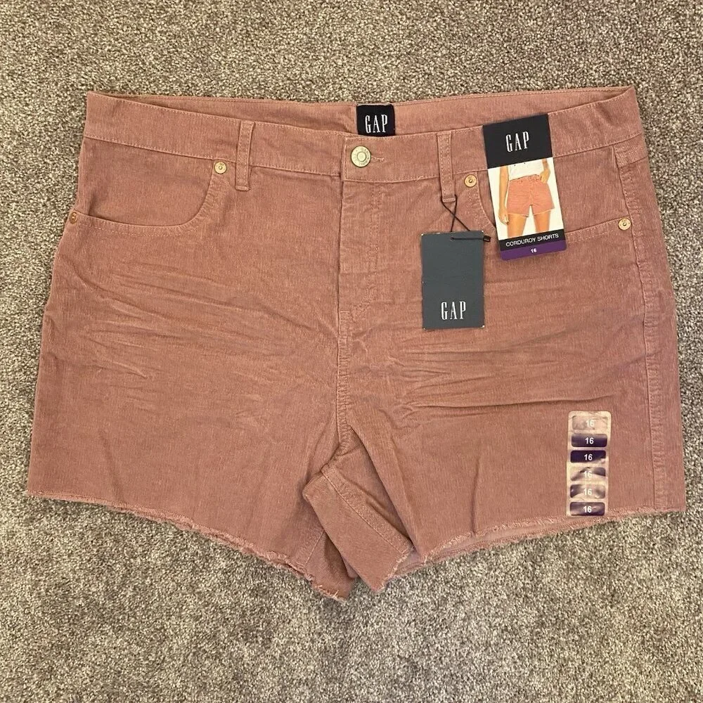 GAP Women's Corduroy Shorts 4 in Raw Edge Hem Cut Off Rose Size 16 - NWT $49.95